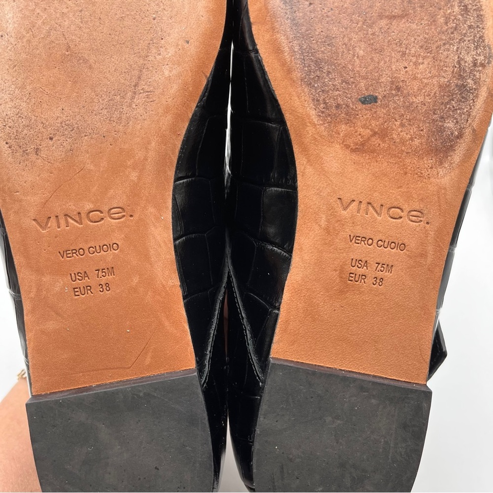 Vince Cici Croc-Embossed Leather Ballet Flats black size 7.5M - Picture 10 of 11